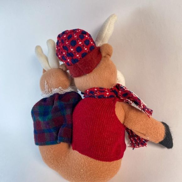 Plush Reindeer Couple Decoration w/ Wooden Tree - Picture 5 of 9